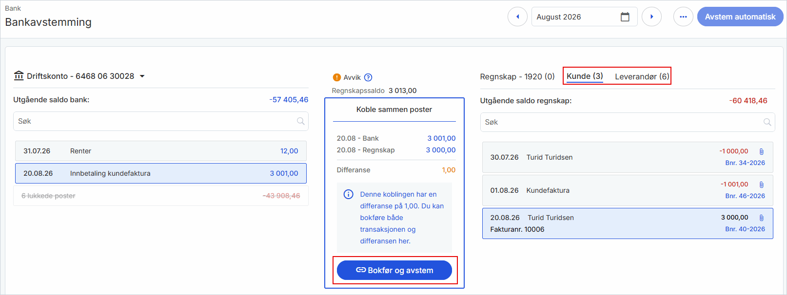 Avstem bankpost mot kunde eller leverandør 1.png Avstem bankpost mot kunde eller leverandør 1.png