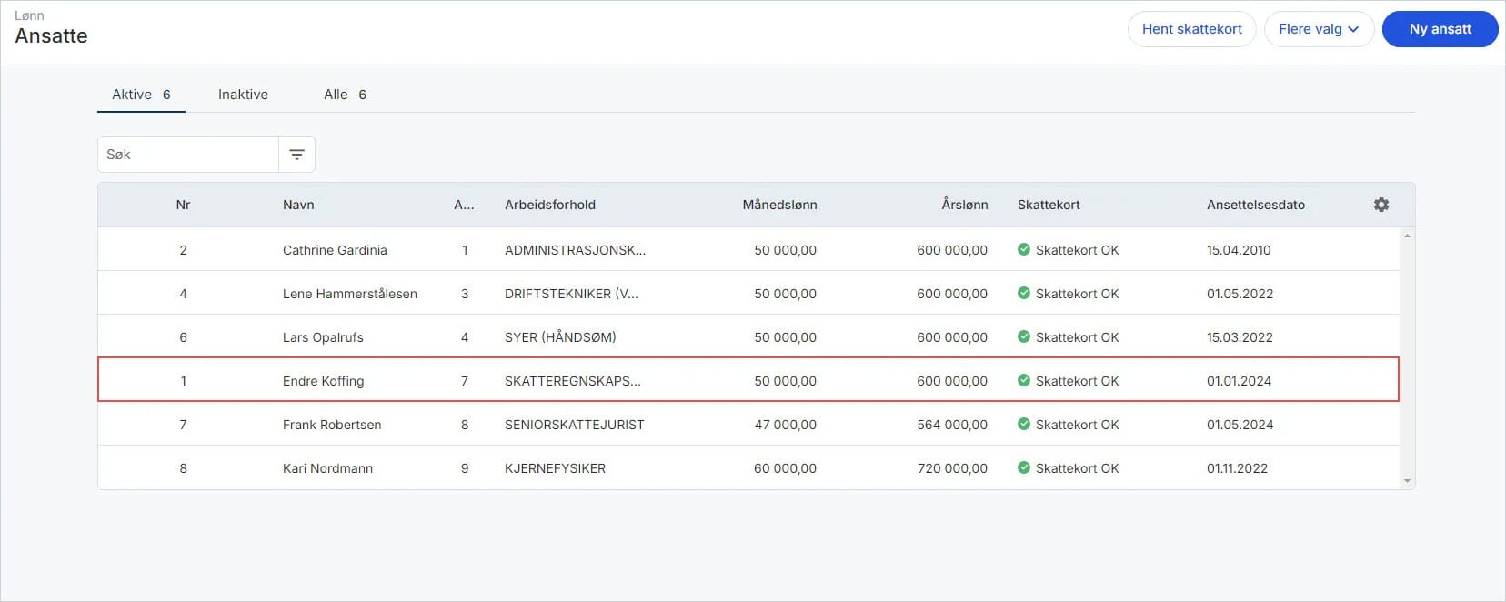 Oppdatere faste lønnssatser for én ansatt 1.jpg Oppdatere faste lønnssatser for én ansatt 1.jpg