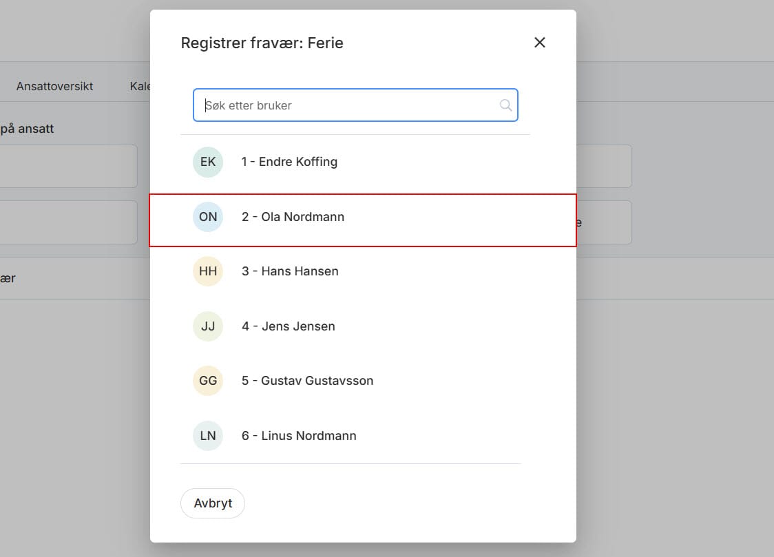 Registrering av fravær Ferie 2.jpg Registrering av fravær Ferie 2.jpg