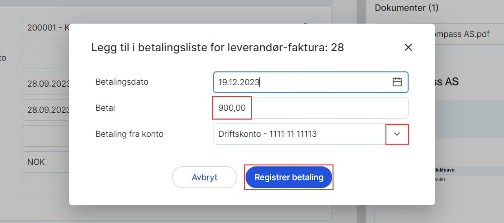 CS.Leverandørfaktura delbetale og utbetale fra flere kontoer.UM.3.jpg CS.Leverandørfaktura delbetale og utbetale fra flere kontoer.UM.3.jpg
