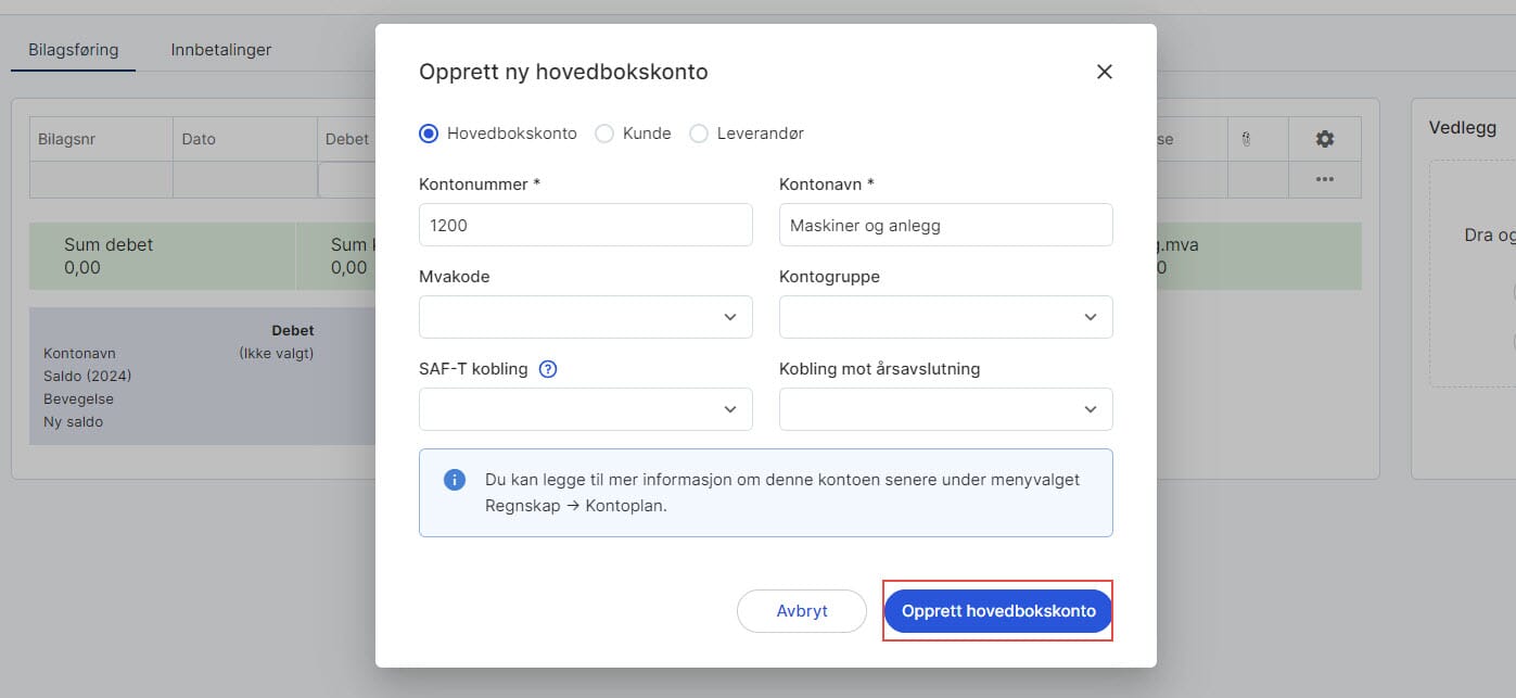 CS.Opprette hovedbokskonto fra bilagsføring 2.UM.jpg CS.Opprette hovedbokskonto fra bilagsføring 2.UM.jpg
